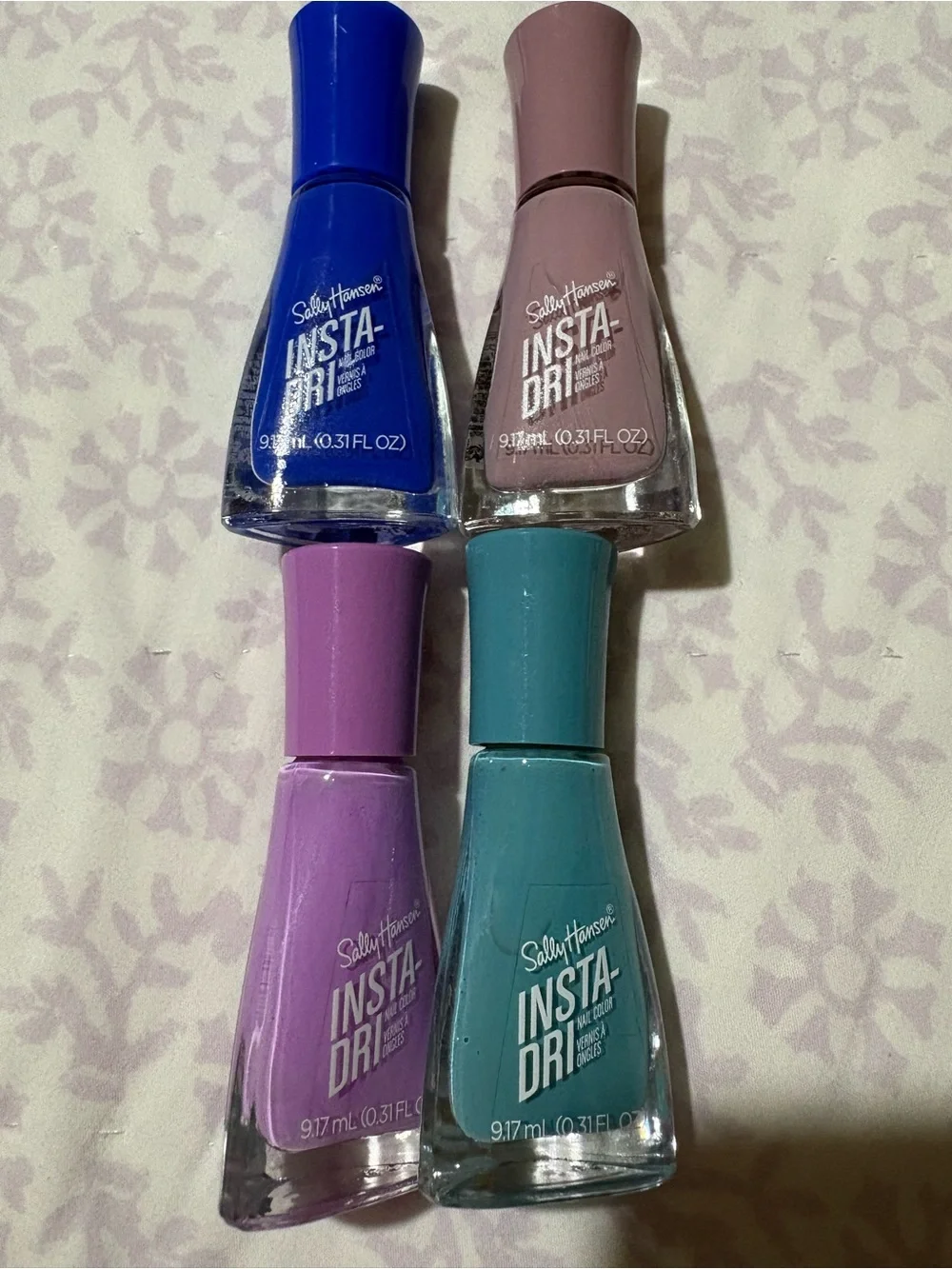 Insta-Dri Nail Polish Set — Blue, Mauve, Purple, Teal